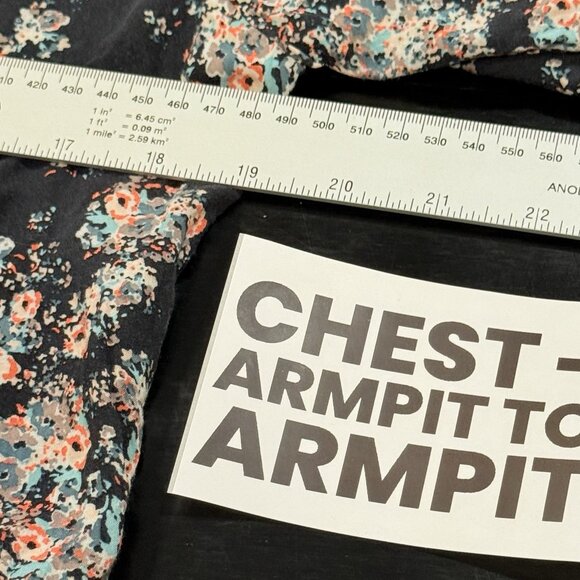 Camaieu Long Sleeve Lightweight Blue Floral Cottagecore Blouse Womens Medium - Picture 8 of 9